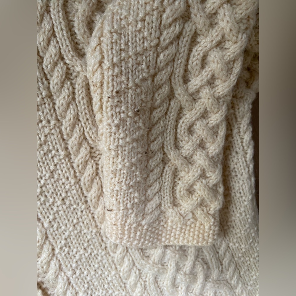 Ralph Lauren Ivory Cream Cable Knit wool Sweater cardigan fisherman - Picture 6 of 6